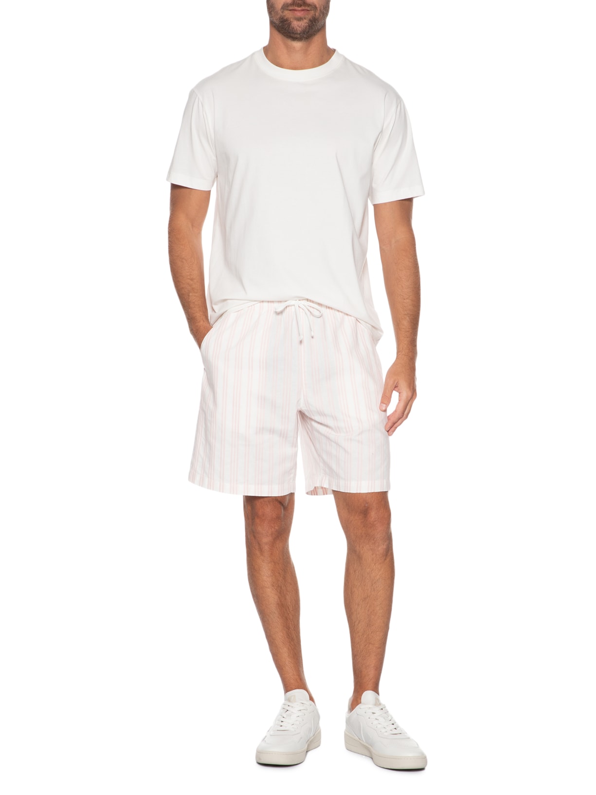 Short Masculino Cotton Linen Rosa Lacoste