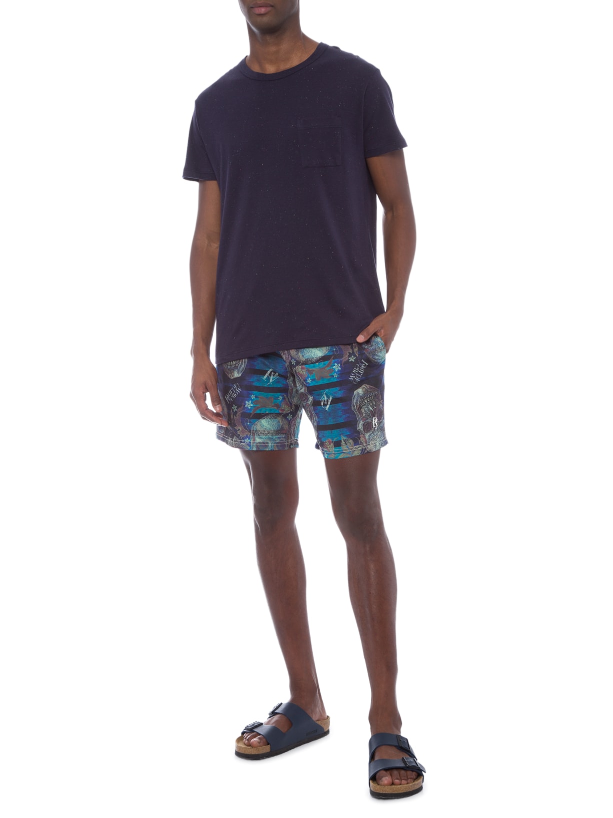 Short Masculino Dark Skulls Azul Purple Yellow