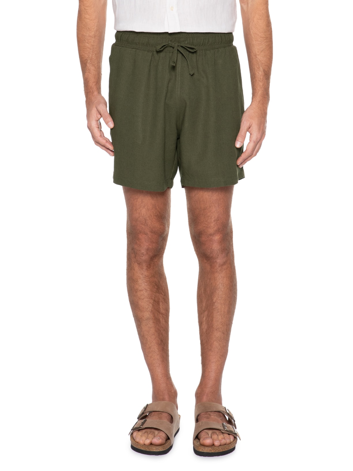 Short Masculino De Linho Verde Barche