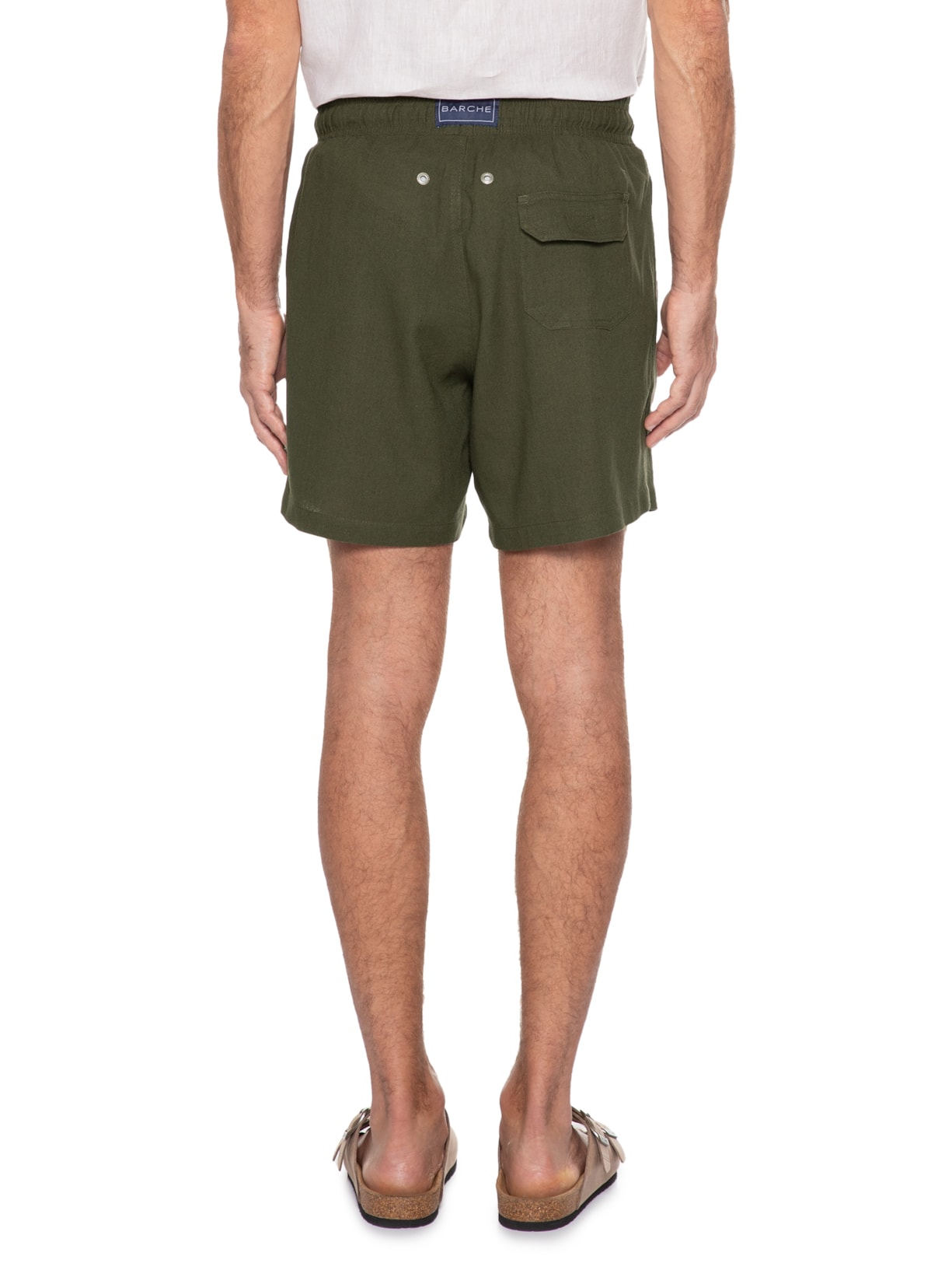 Short Masculino De Linho Verde Barche