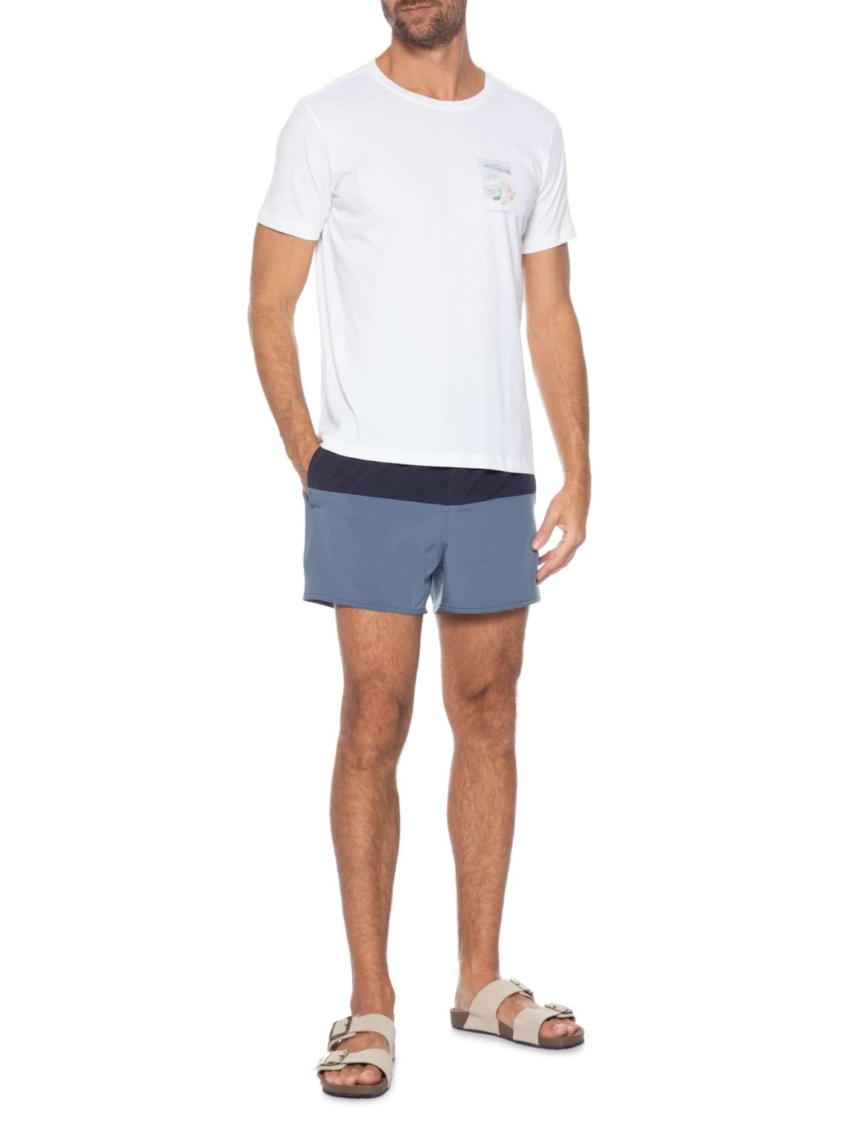 Short Masculino de Praia Color Block Azul Reserva