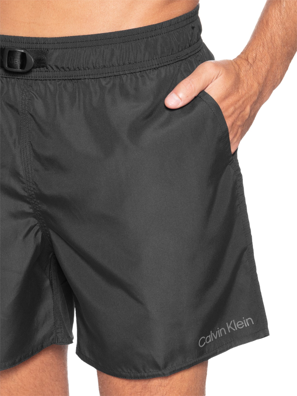 Short Masculino De Praia Com Cós Ajustável Preto Calvin Klein Jeans