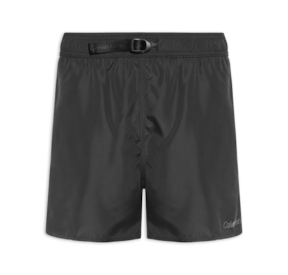 Short Masculino De Praia Com Cós Ajustável - Preto