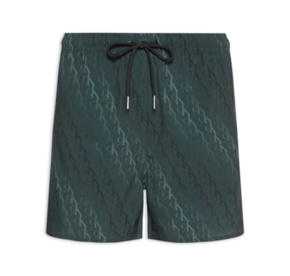 Short Masculino De Praia Com Elástico Monograma - Preto