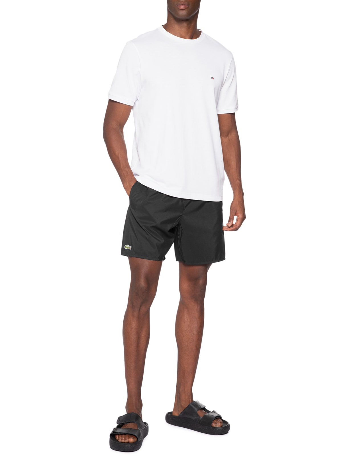 Short Masculino De Praia Com Logo Preto Lacoste