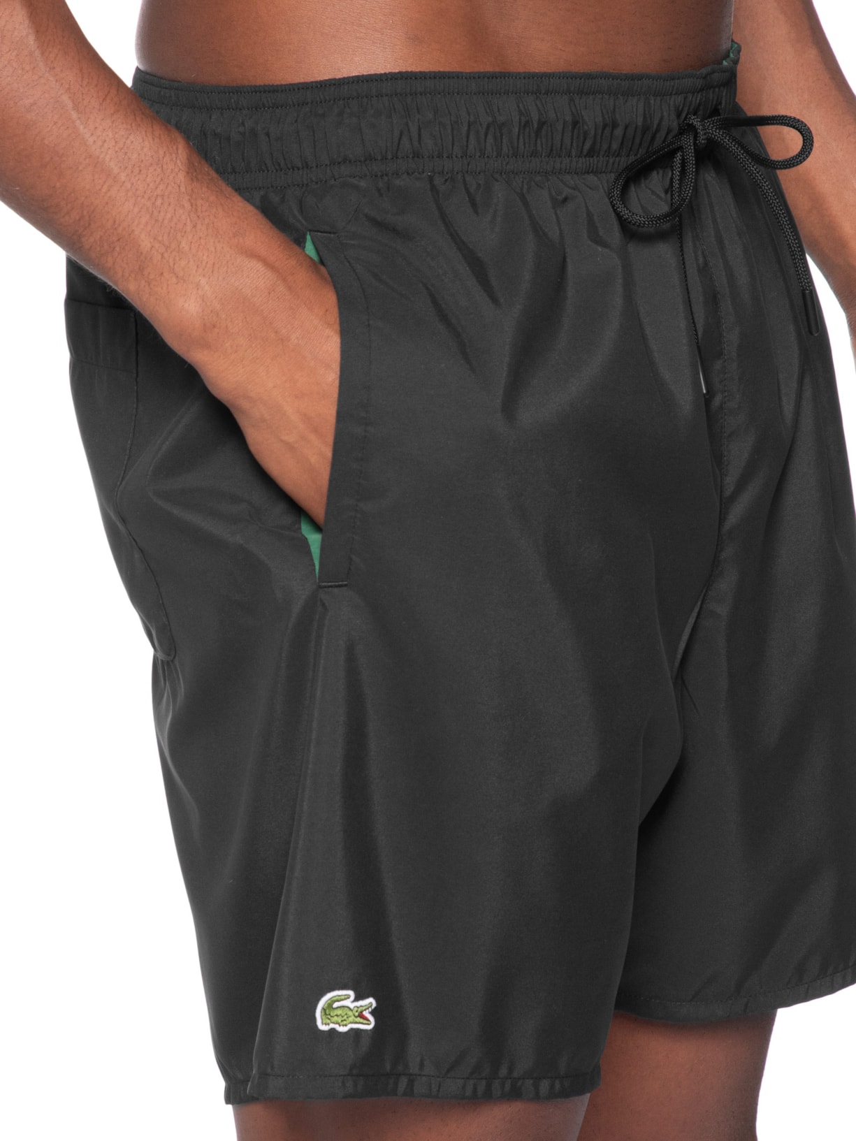 Short Masculino De Praia Com Logo Preto Lacoste