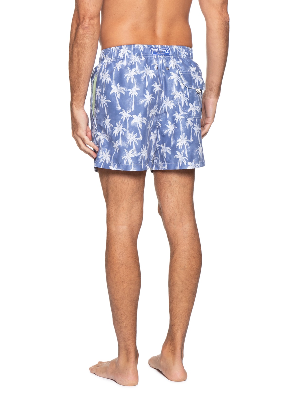 Short Masculino De Praia Estampa Coqueiros Azul Pineapple