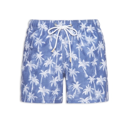 Short Masculino De Praia Estampa Coqueiros - Azul