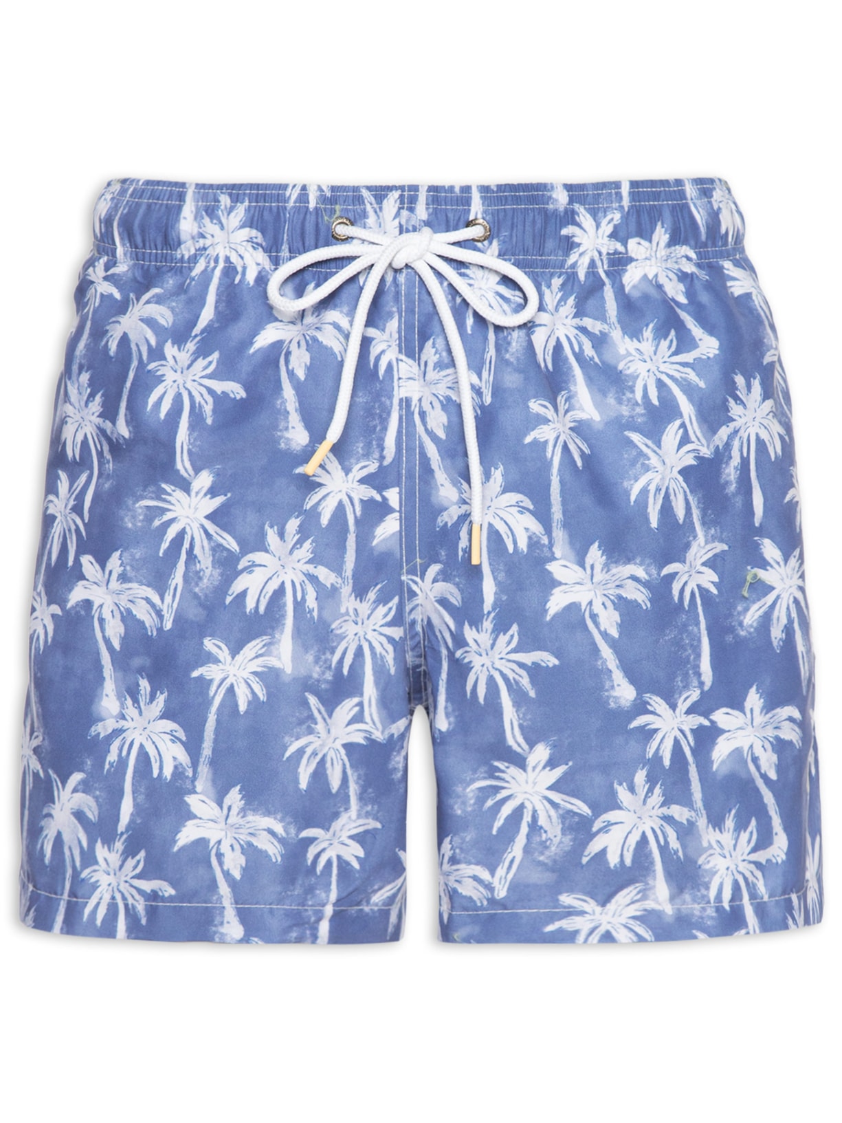 Short Masculino De Praia Estampa Coqueiros - Azul