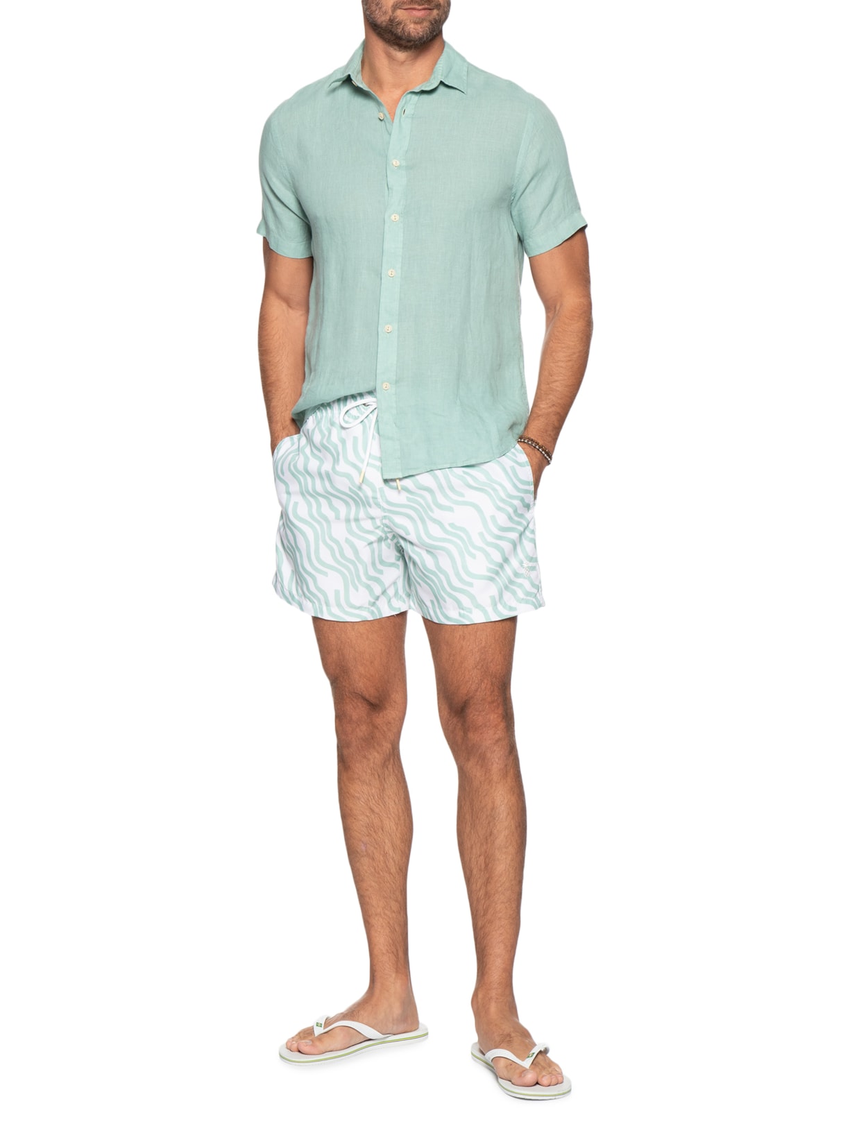 Short Masculino De Praia Estampa Curves Verde Pineapple
