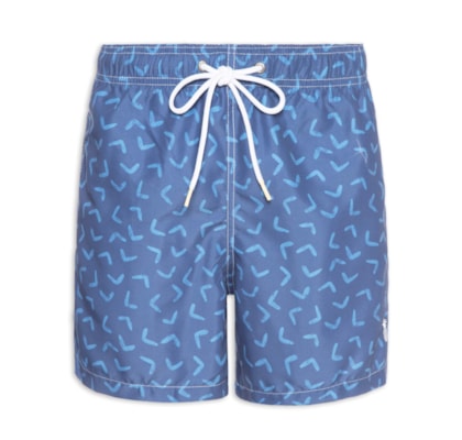 Short Masculino De Praia Estampa Graphic - Azul