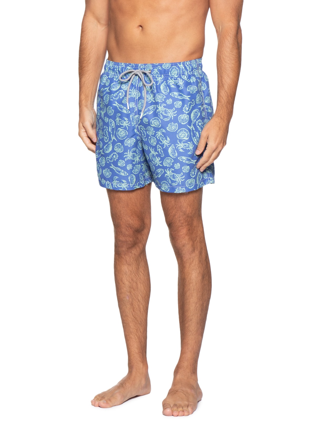 Short Masculino De Praia Estampa Marítimo Azul Pineapple