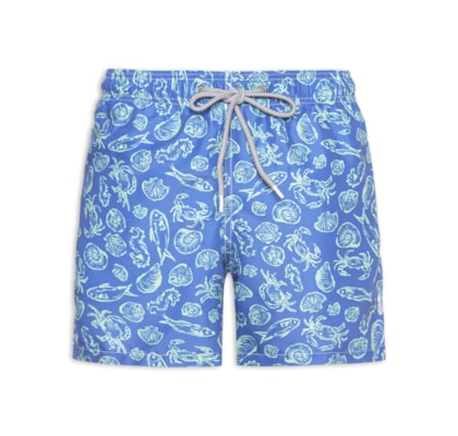 Short Masculino De Praia Estampa Marítimo - Azul