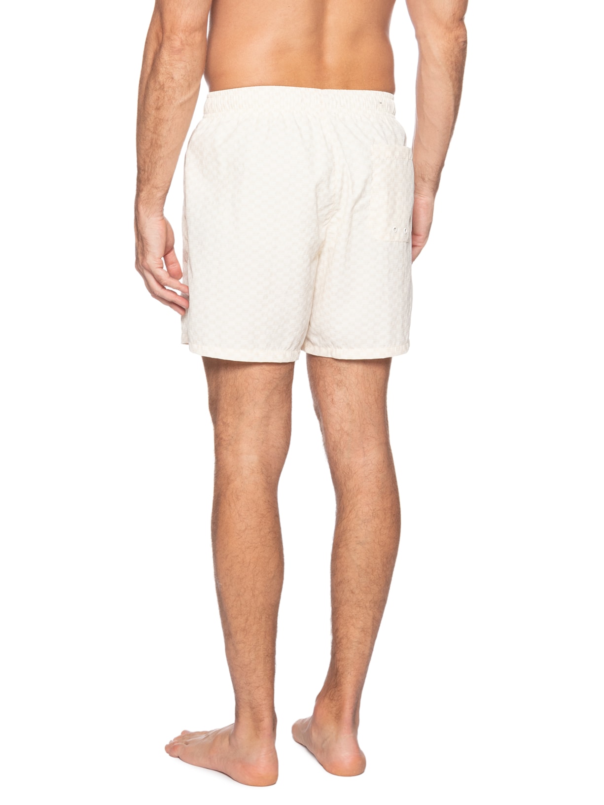Short Masculino De Praia Estampado Com Cordão Bege Tommy Hilfiger