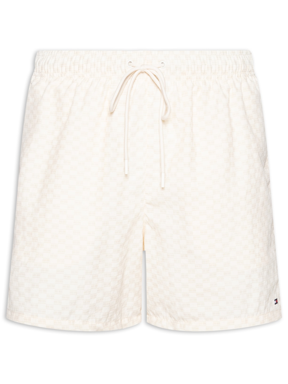 Short Masculino De Praia Estampado Com Cordão Bege Tommy Hilfiger