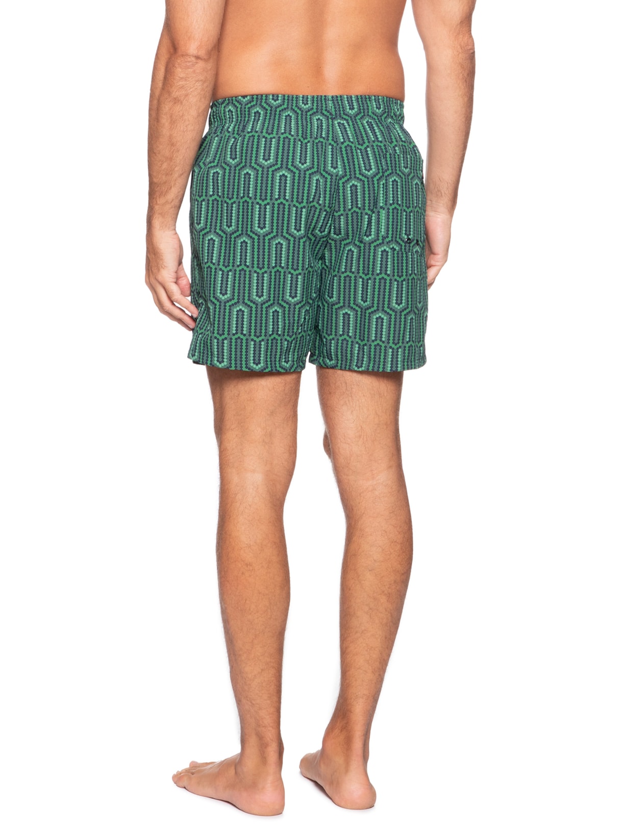 Short Masculino De Praia Estampado Com Cordão Verde Tommy Hilfiger