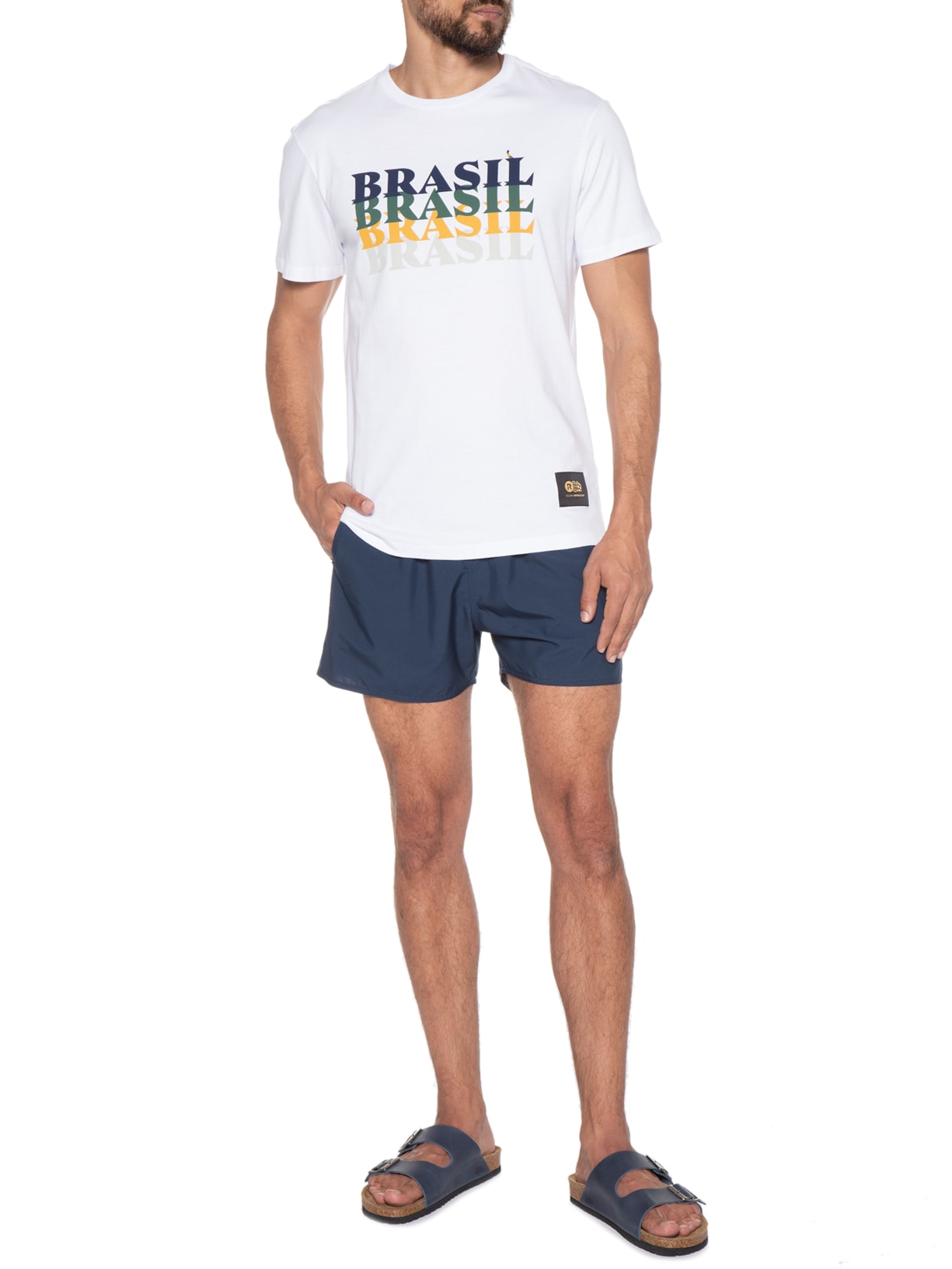 Short Masculino De Praia Liso Básico Azul Reserva