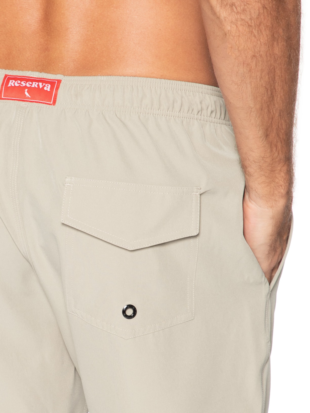 Short Masculino De Praia Liso Básico Bege Reserva