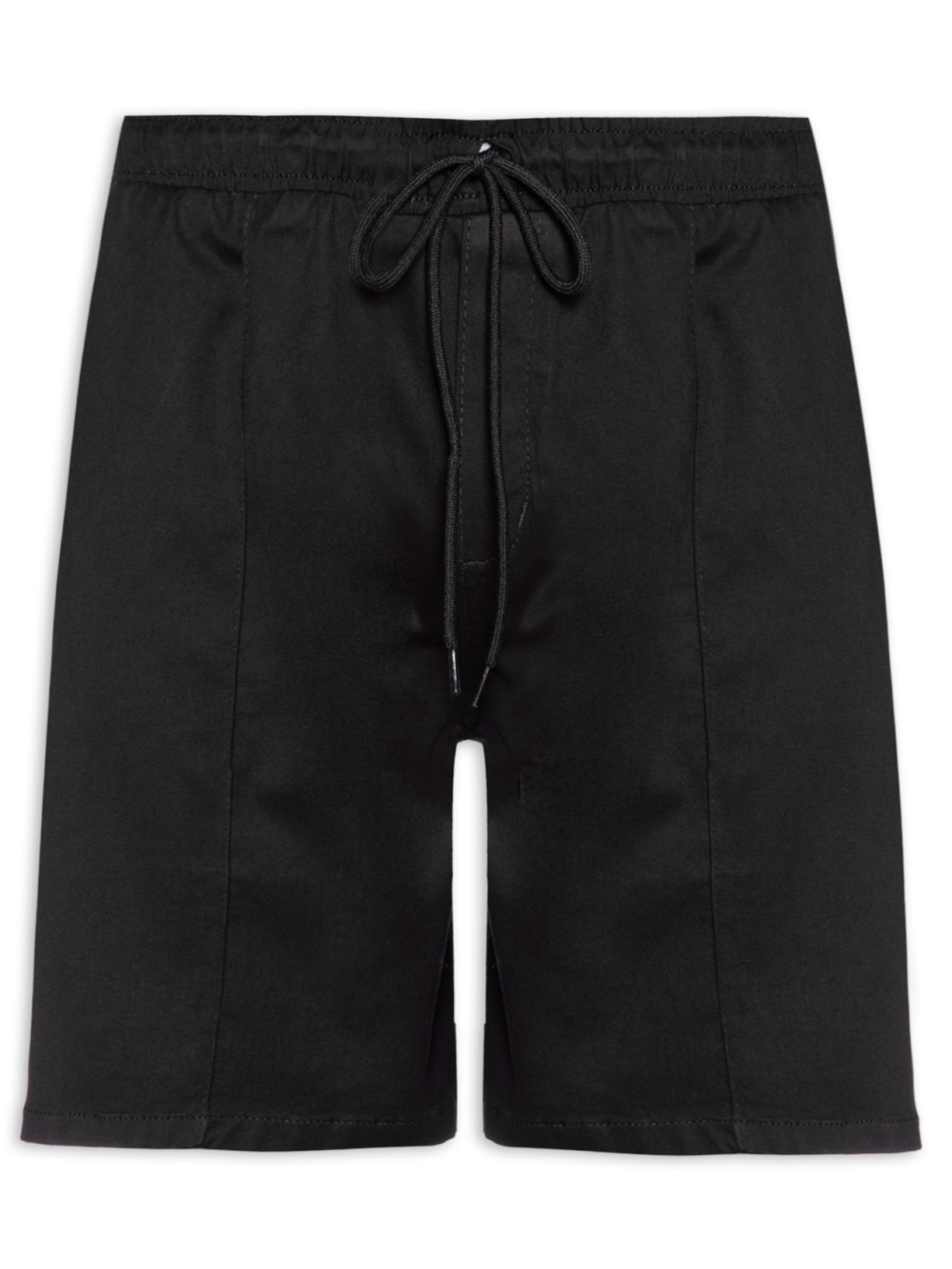 Short Masculino De Sarja Com Recortes - Preto