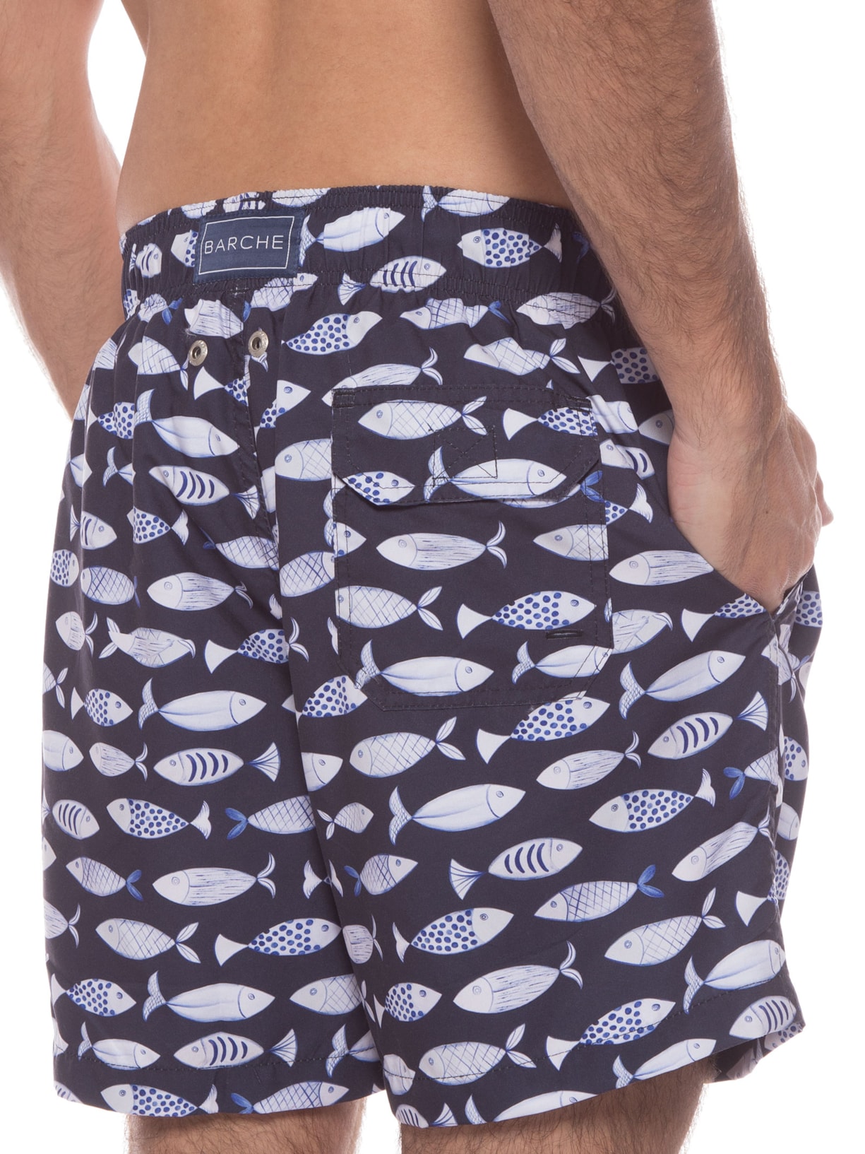 Short Masculino Elástico Estampado Al Mare Azul Barche