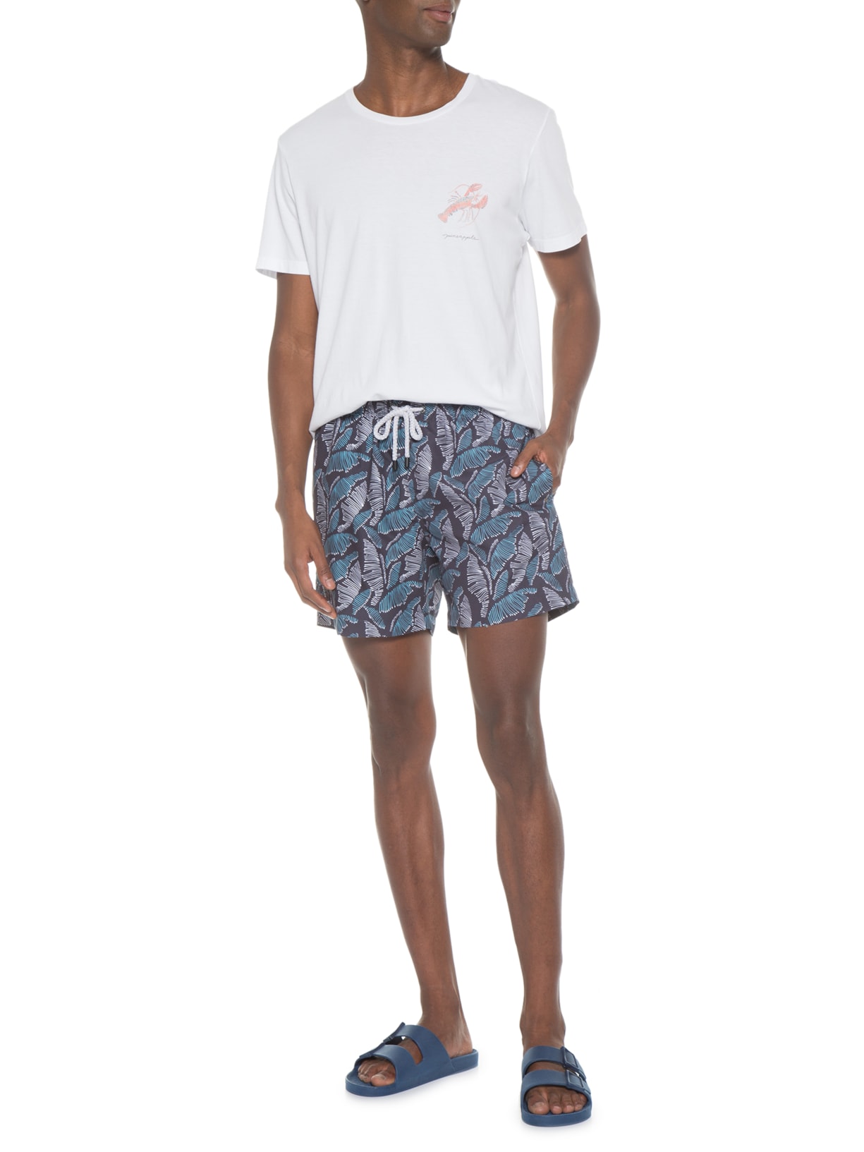 Short Masculino Elástico Estampado Azzurro Azul Barche