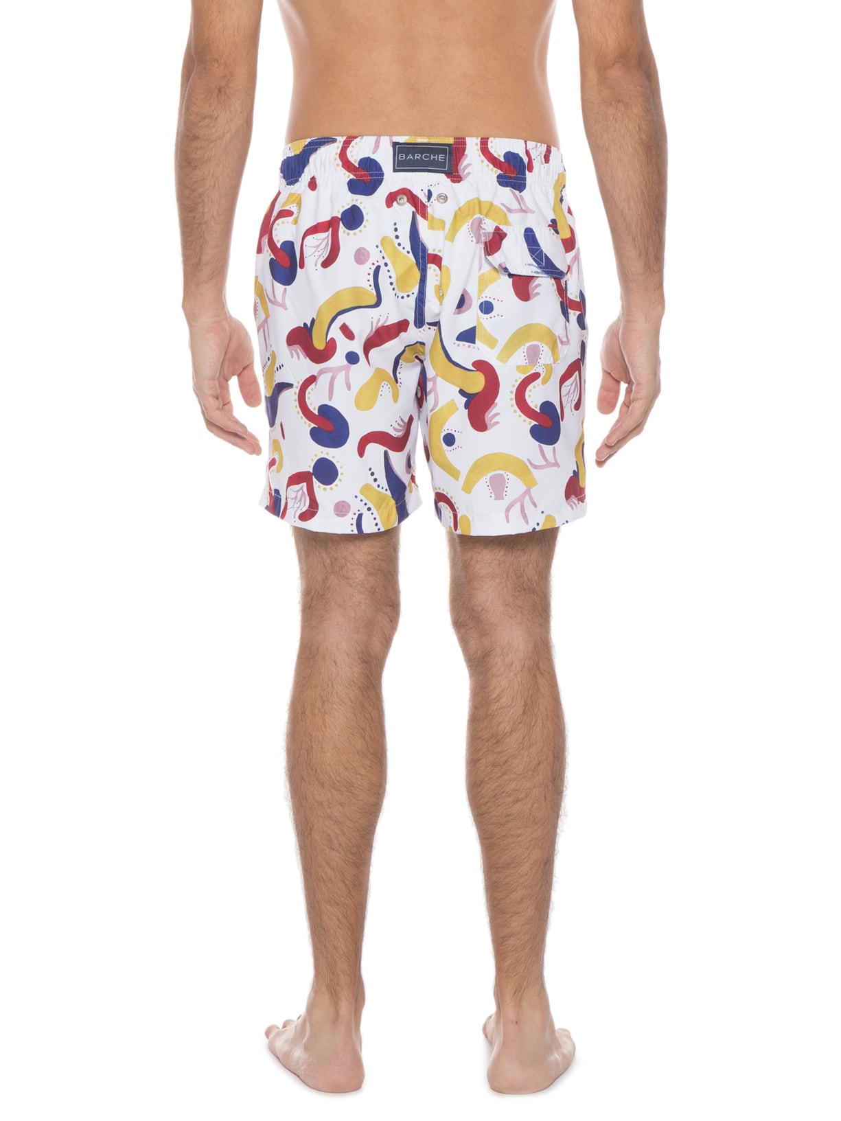 Short Masculino Elástico Estampado Colore Branco Barche