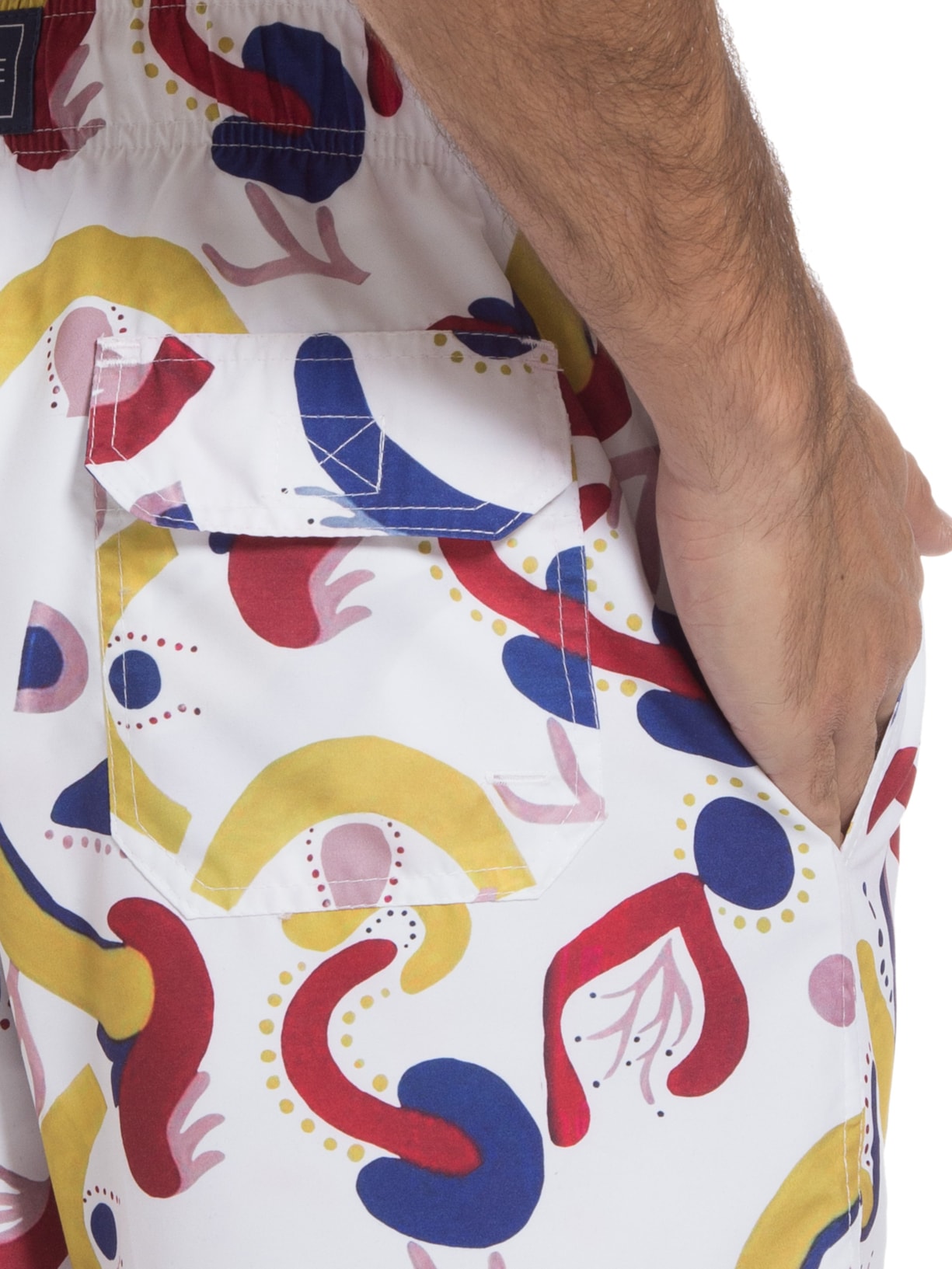 Short Masculino Elástico Estampado Colore Branco Barche