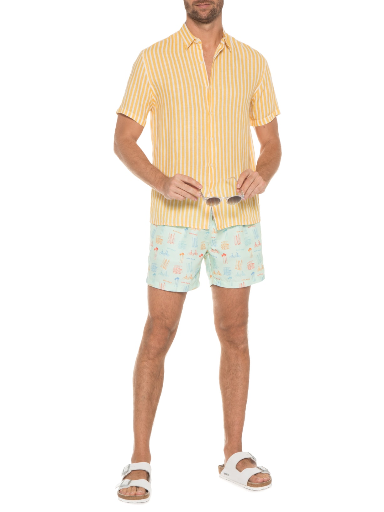 Short Masculino Elástico Estampado Verde Barche