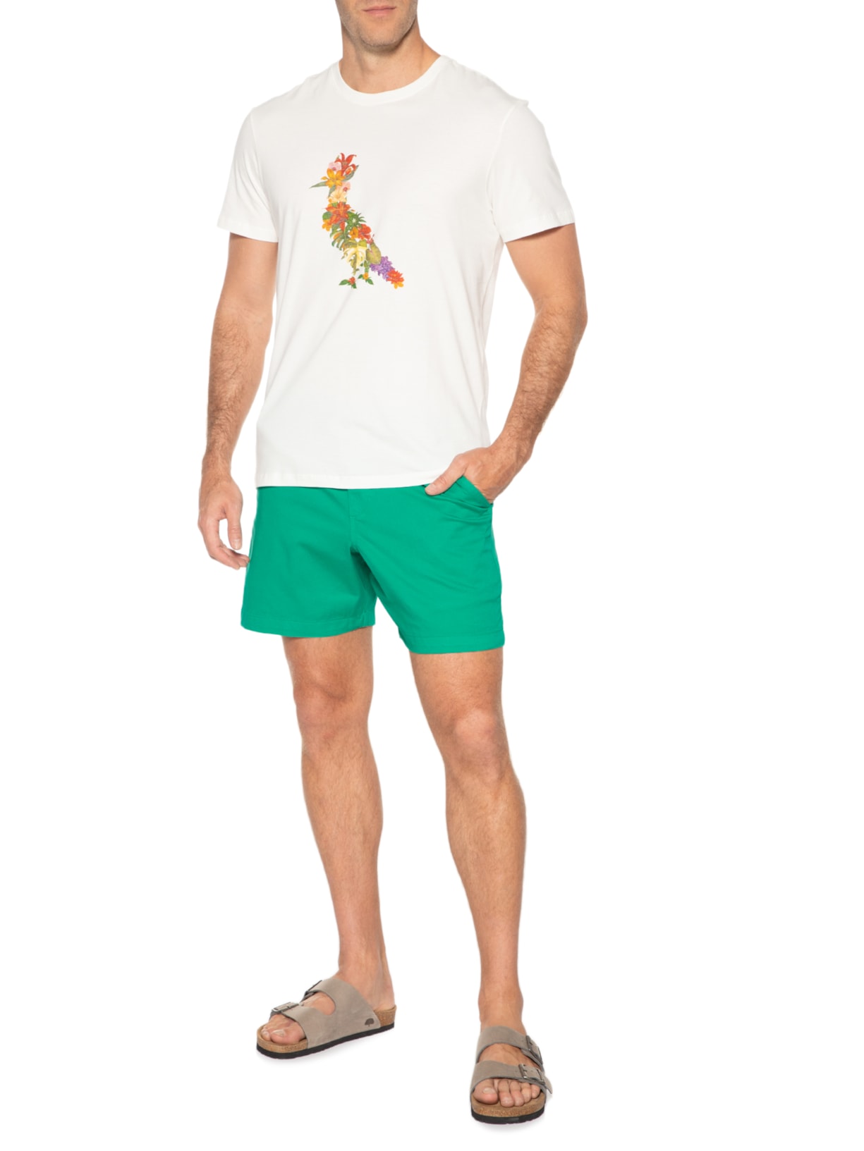 Short Masculino Elástico Estonado Verde Reserva