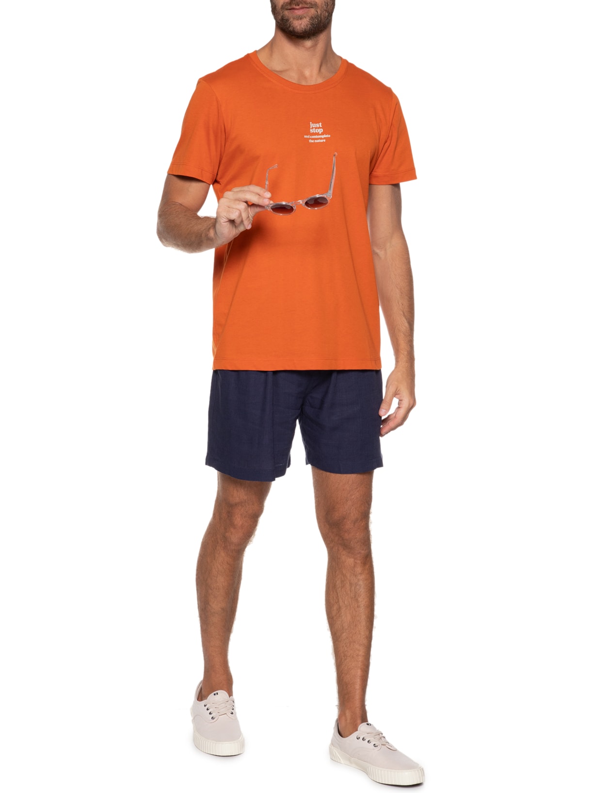 Short Masculino Elástico Linho Céu Noturno Azul Urbô