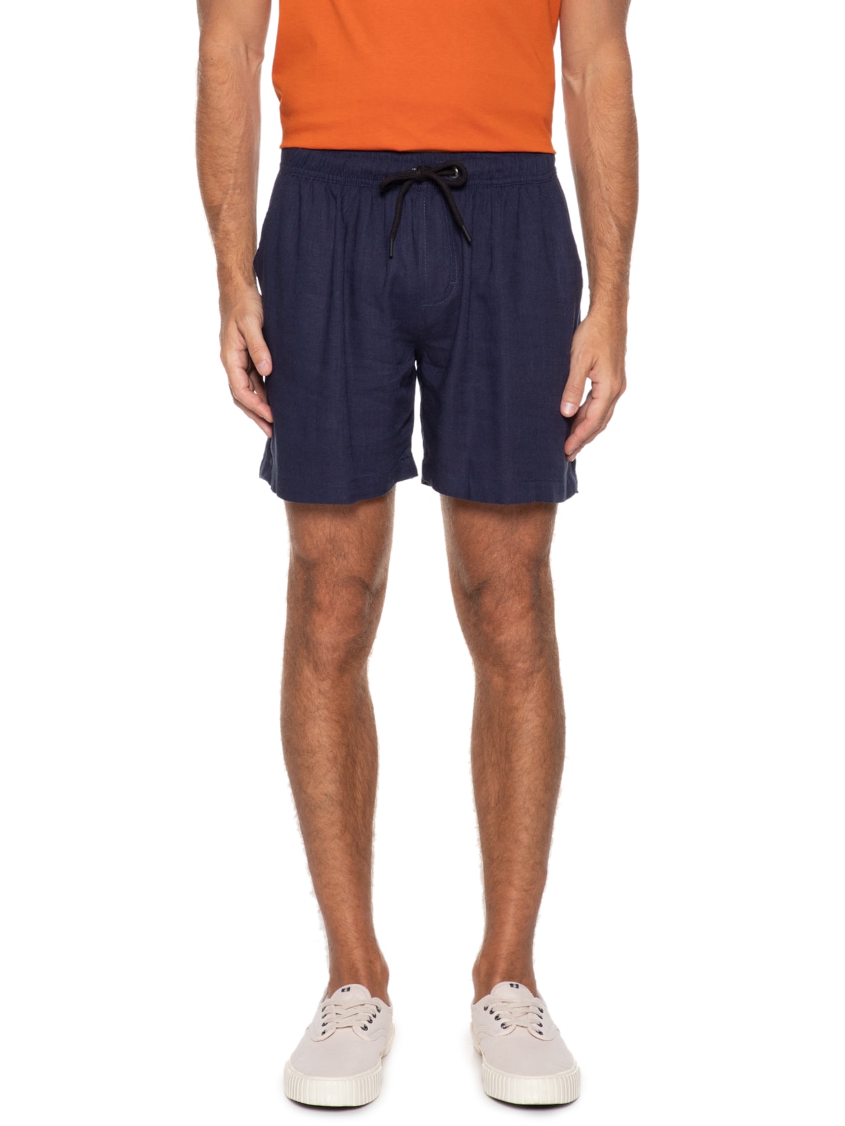 Short Masculino Elástico Linho Céu Noturno Azul Urbô