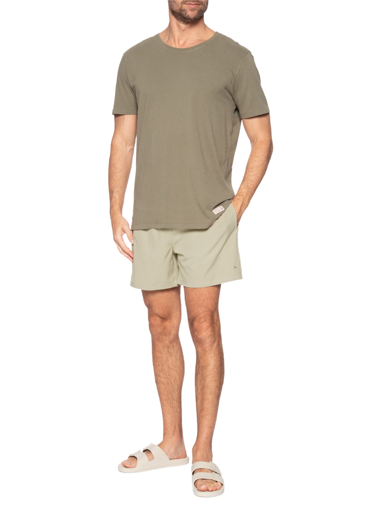 Short Masculino Elástico Mescla Color Bege Aramis
