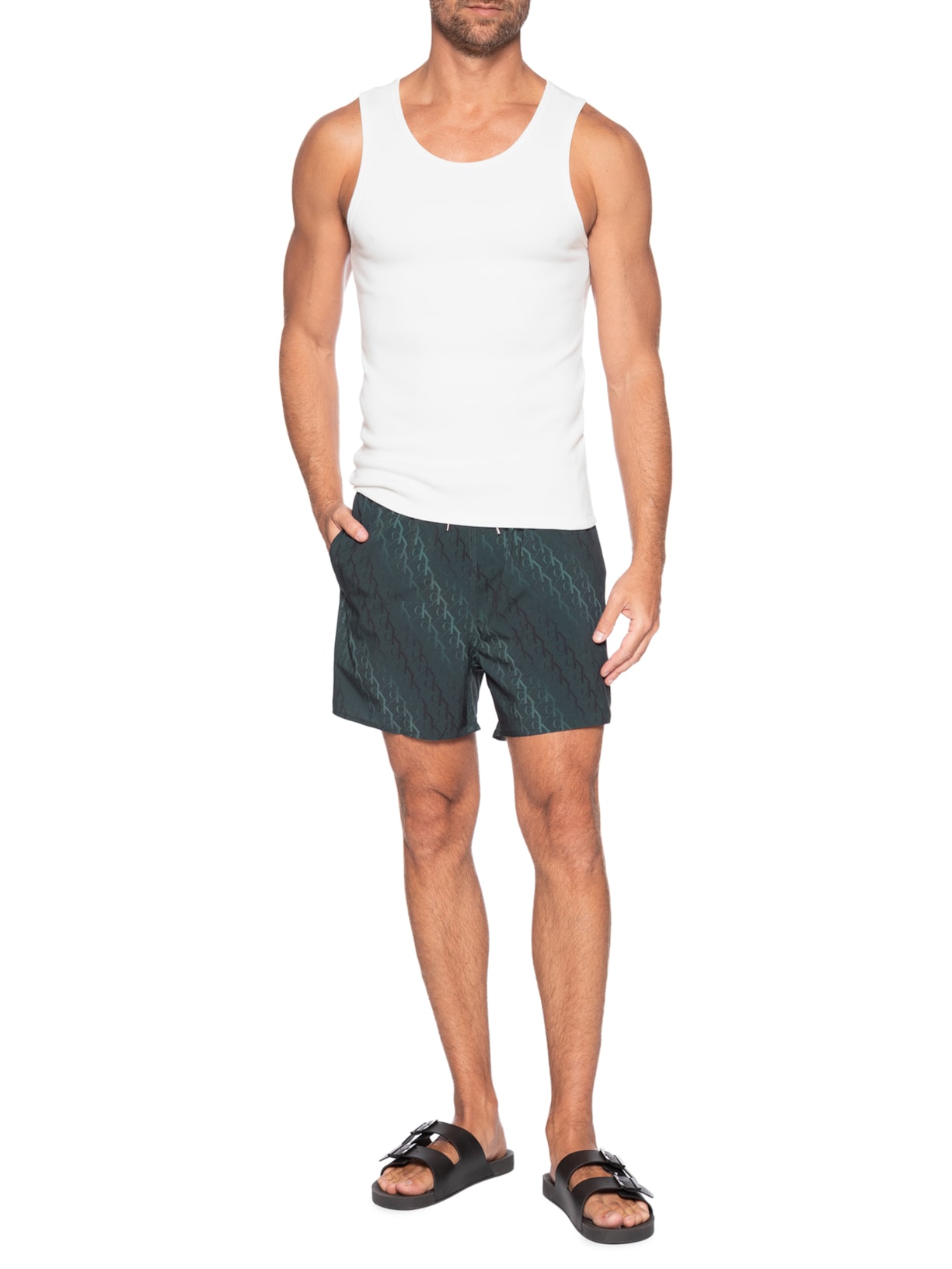 Short Masculino Elástico Monograma Preto Calvin Klein Jeans