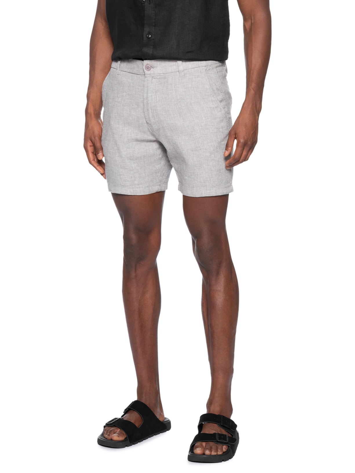 Short Masculino em Blend Linho Cinza '2 Essential