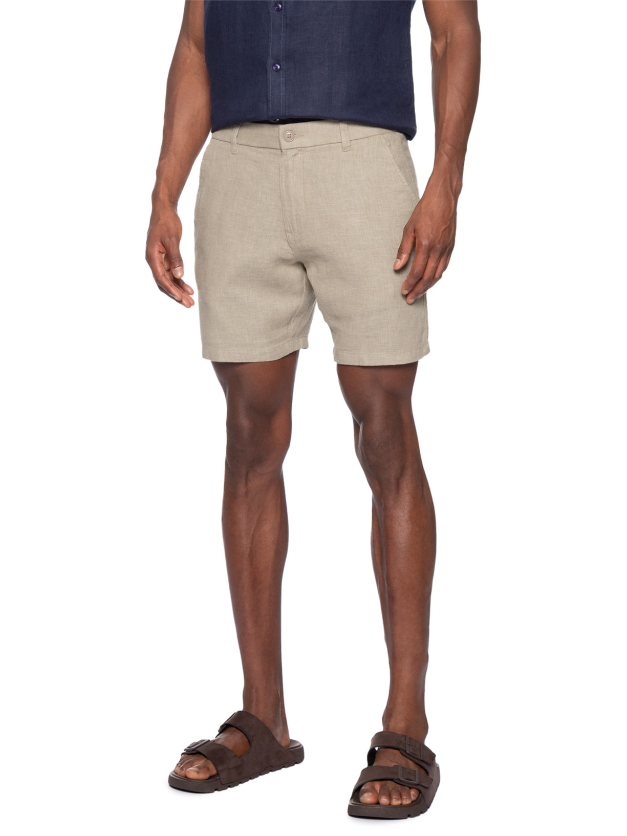 Short Masculino em Blend Linho Marrom '2 Essential