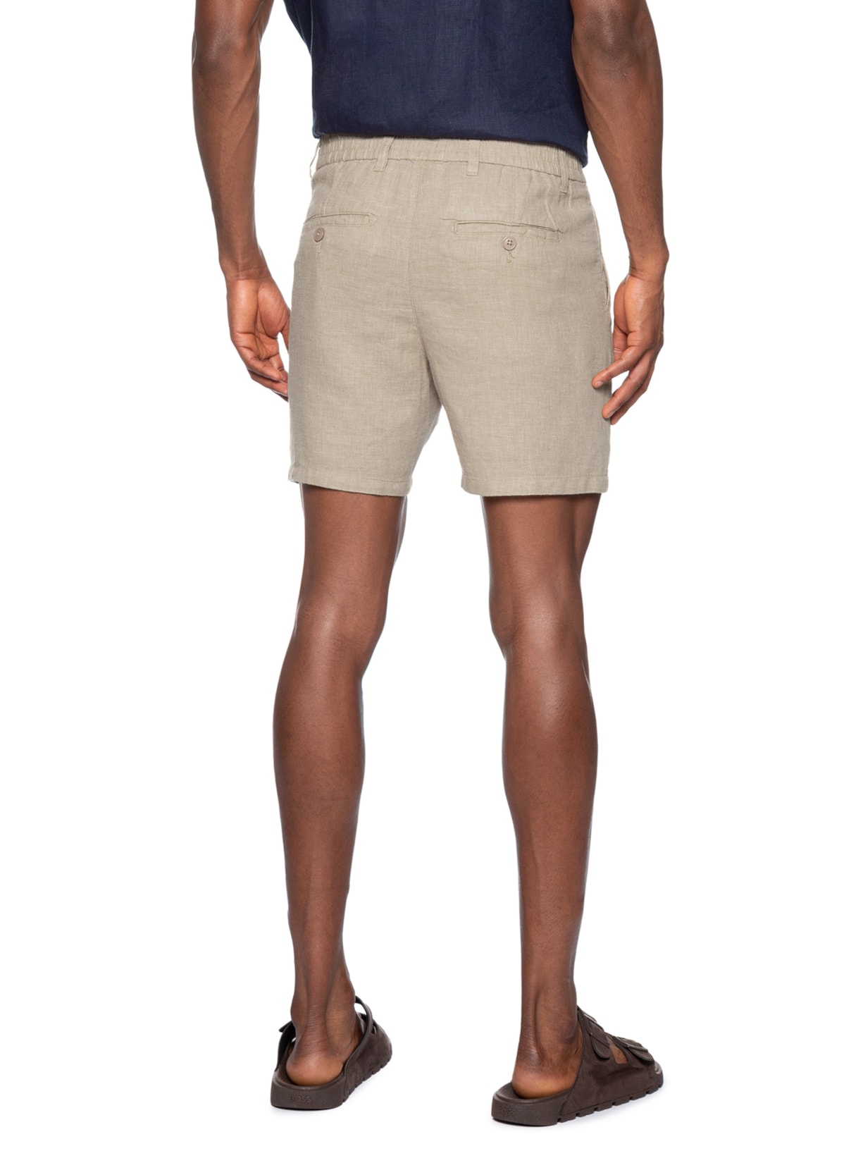 Short Masculino em Blend Linho Marrom '2 Essential