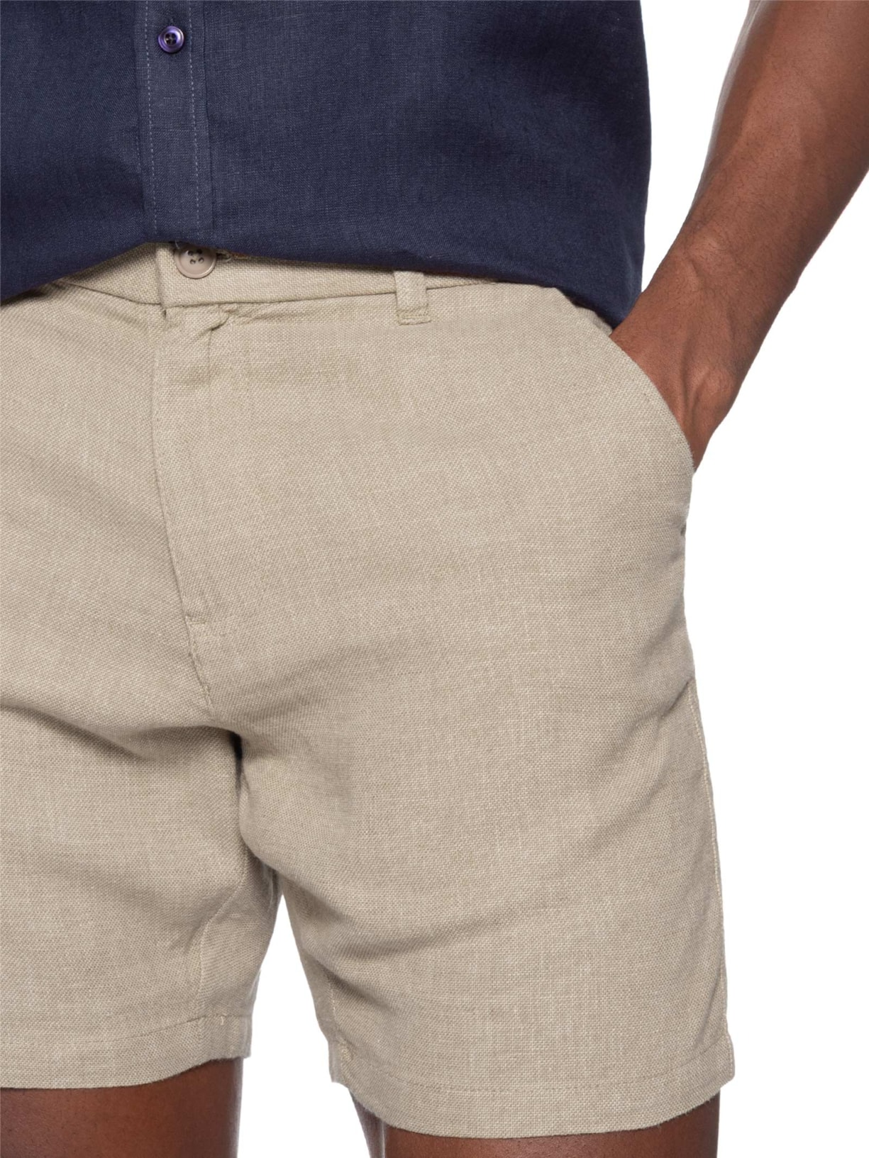 Short Masculino em Blend Linho Marrom '2 Essential