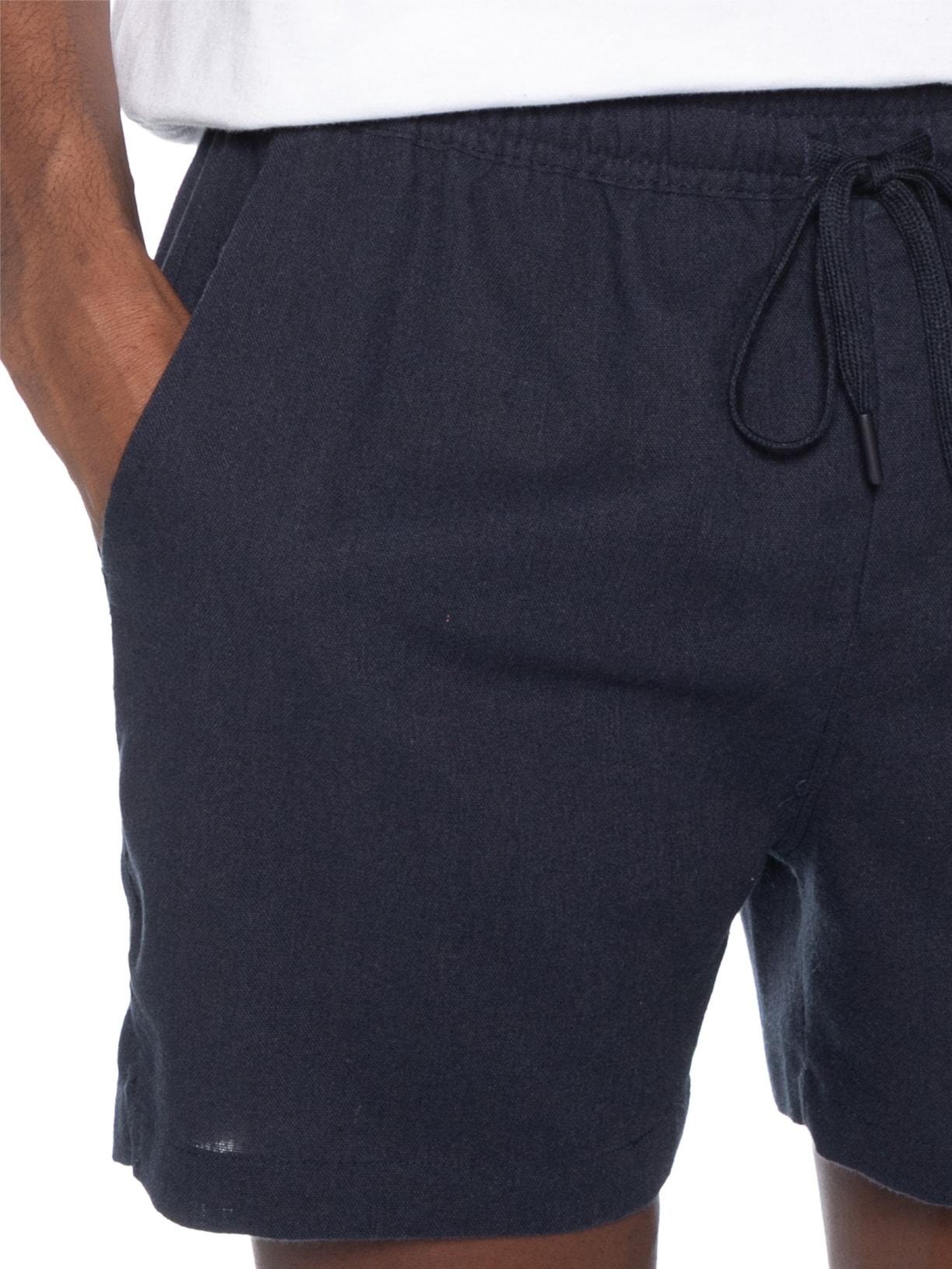 Short Masculino Em Misto Linho Azul Basiq Men
