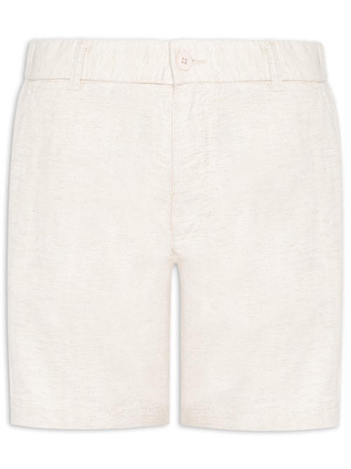 Short Masculino Em Misto Linho - Bege