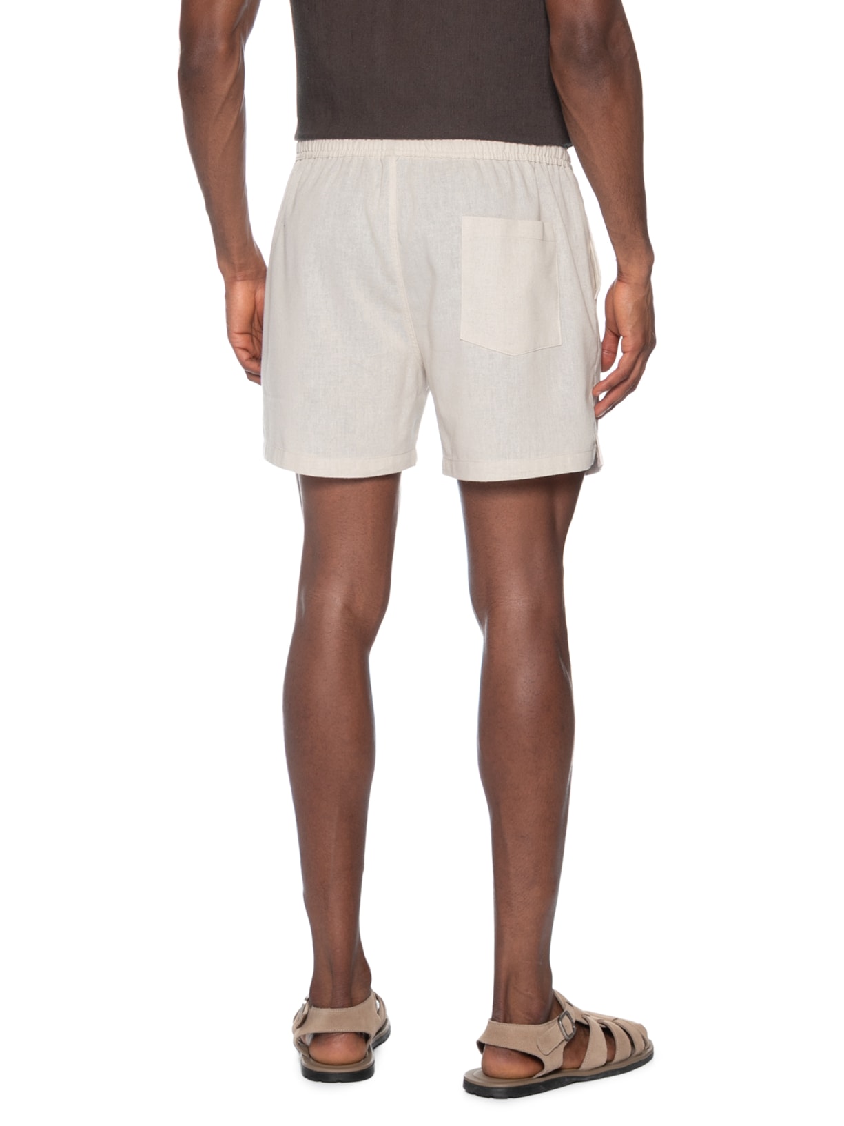 Short Masculino Em Misto Linho Bege Basiq Men