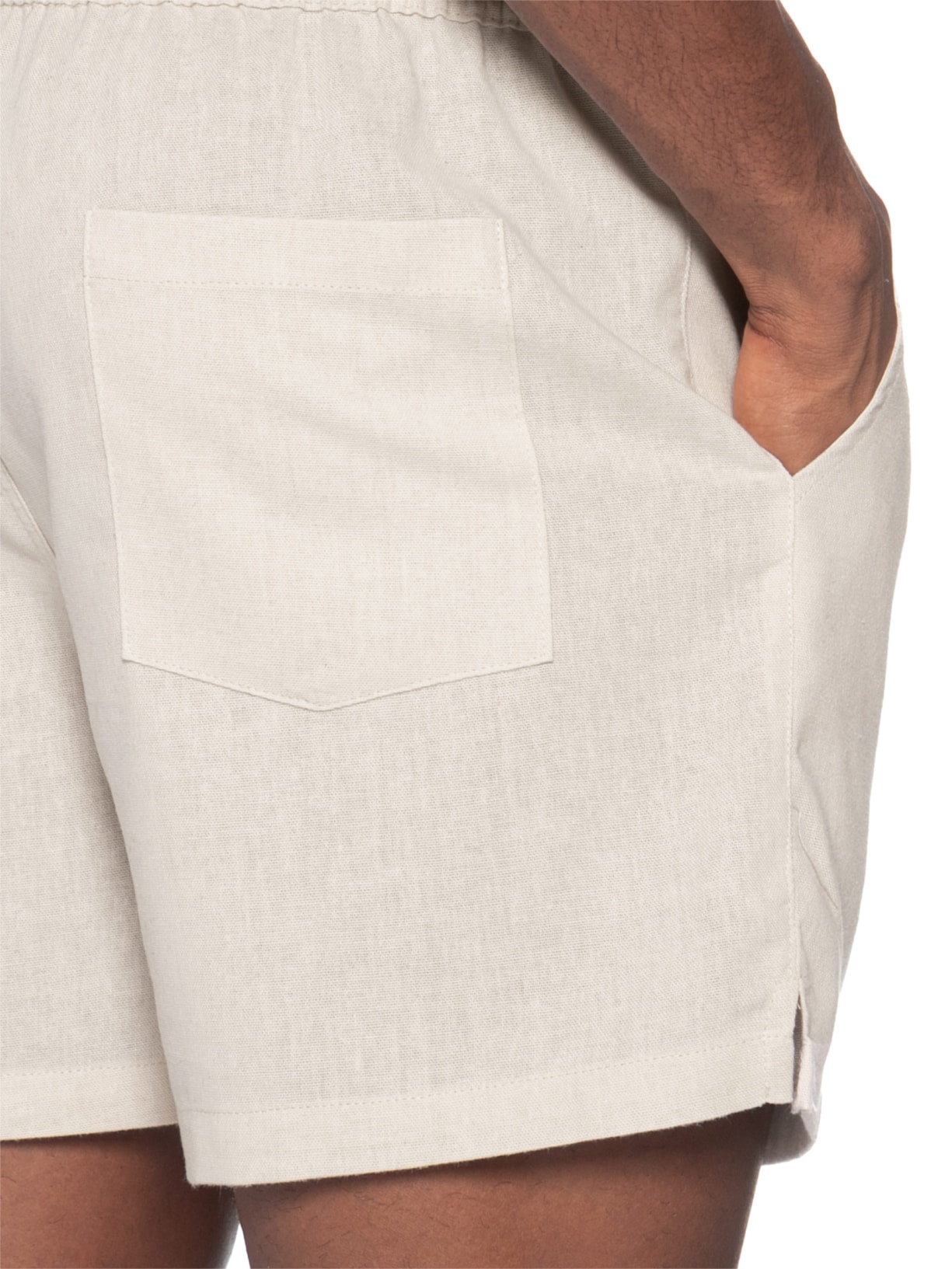 Short Masculino Em Misto Linho Bege Basiq Men
