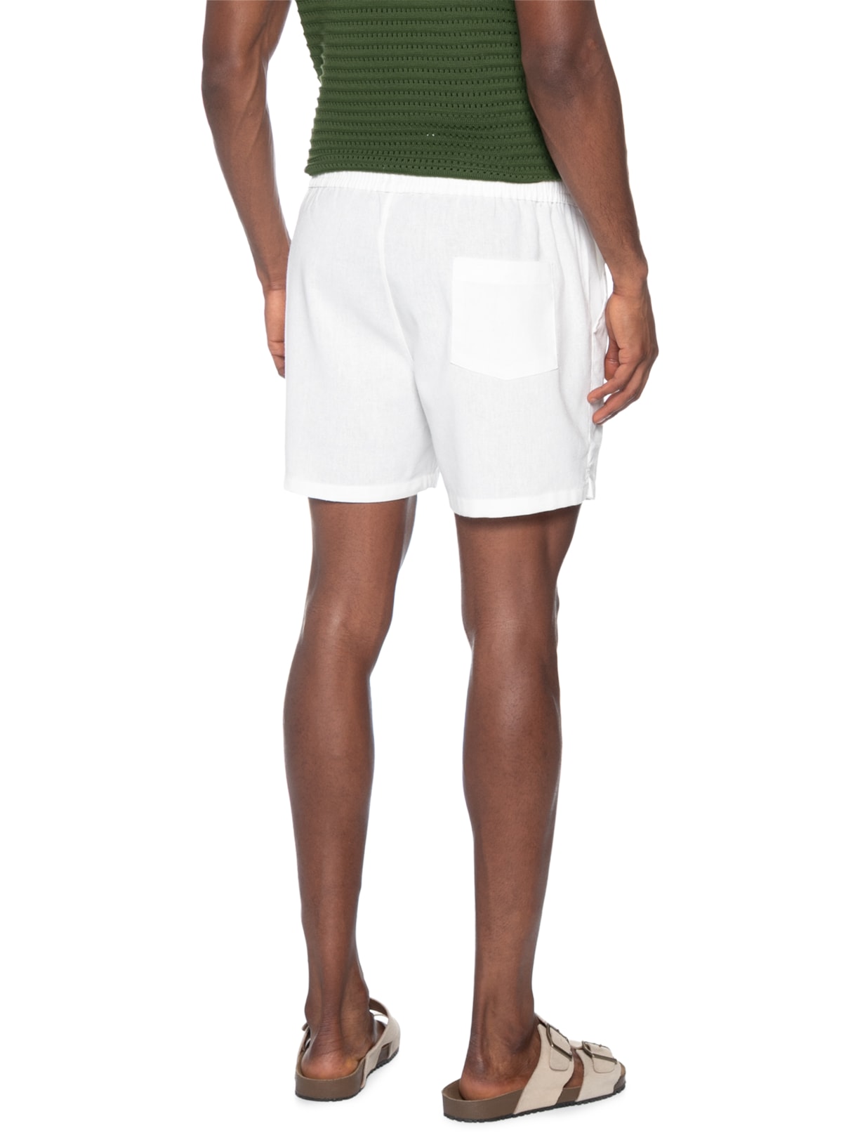 Short Masculino Em Misto Linho Branco Basiq Men
