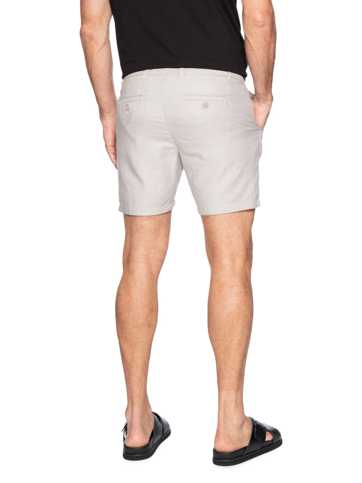 Short Masculino Em Misto Linho Cinza '2 Essential
