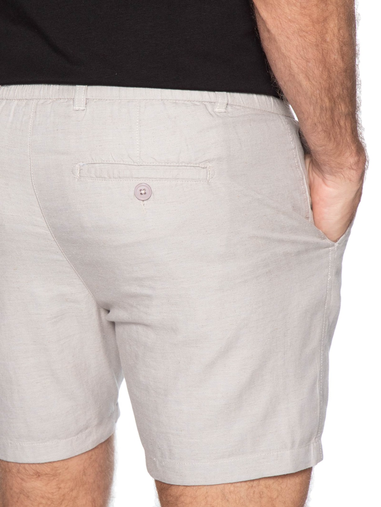 Short Masculino Em Misto Linho Cinza '2 Essential