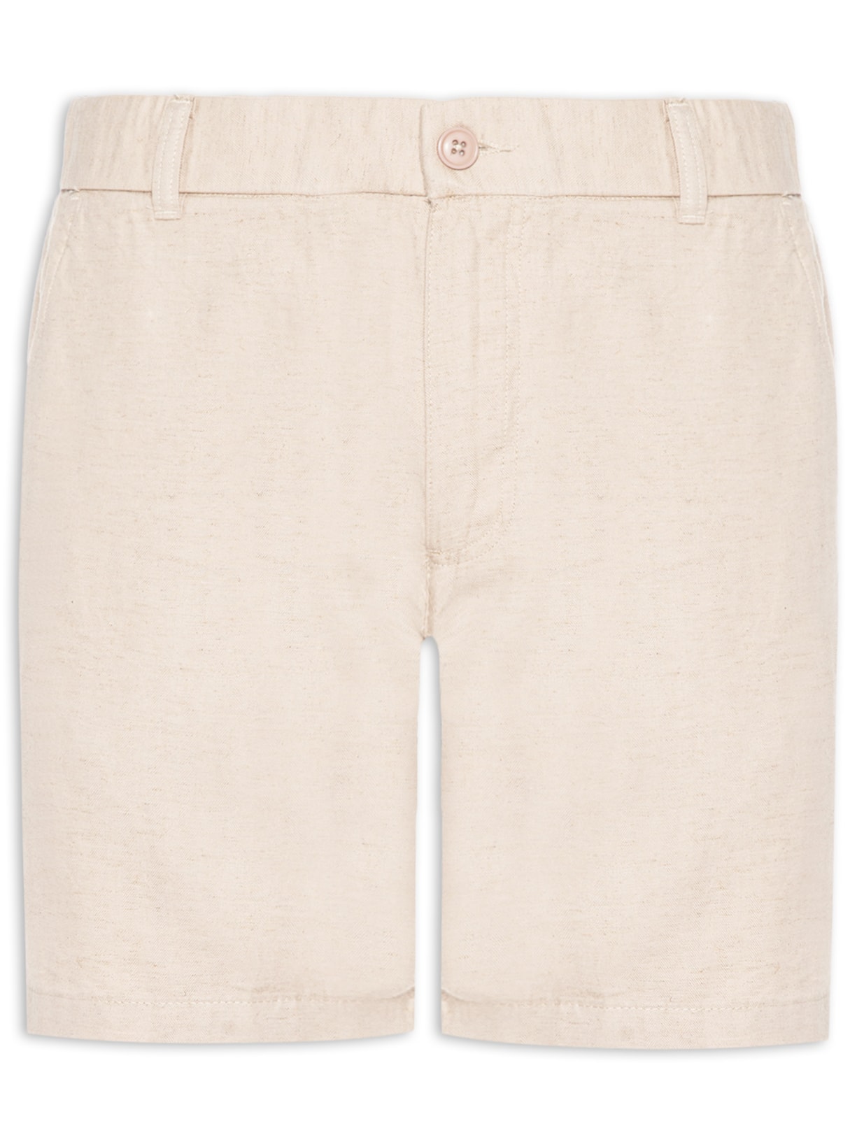 Short Masculino Em Misto Linho Marrom '2 Essential