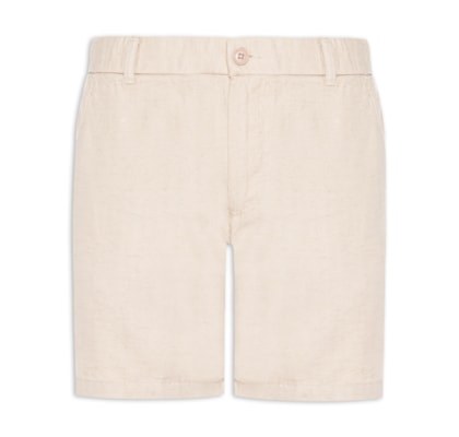 Short Masculino Em Misto Linho - Marrom
