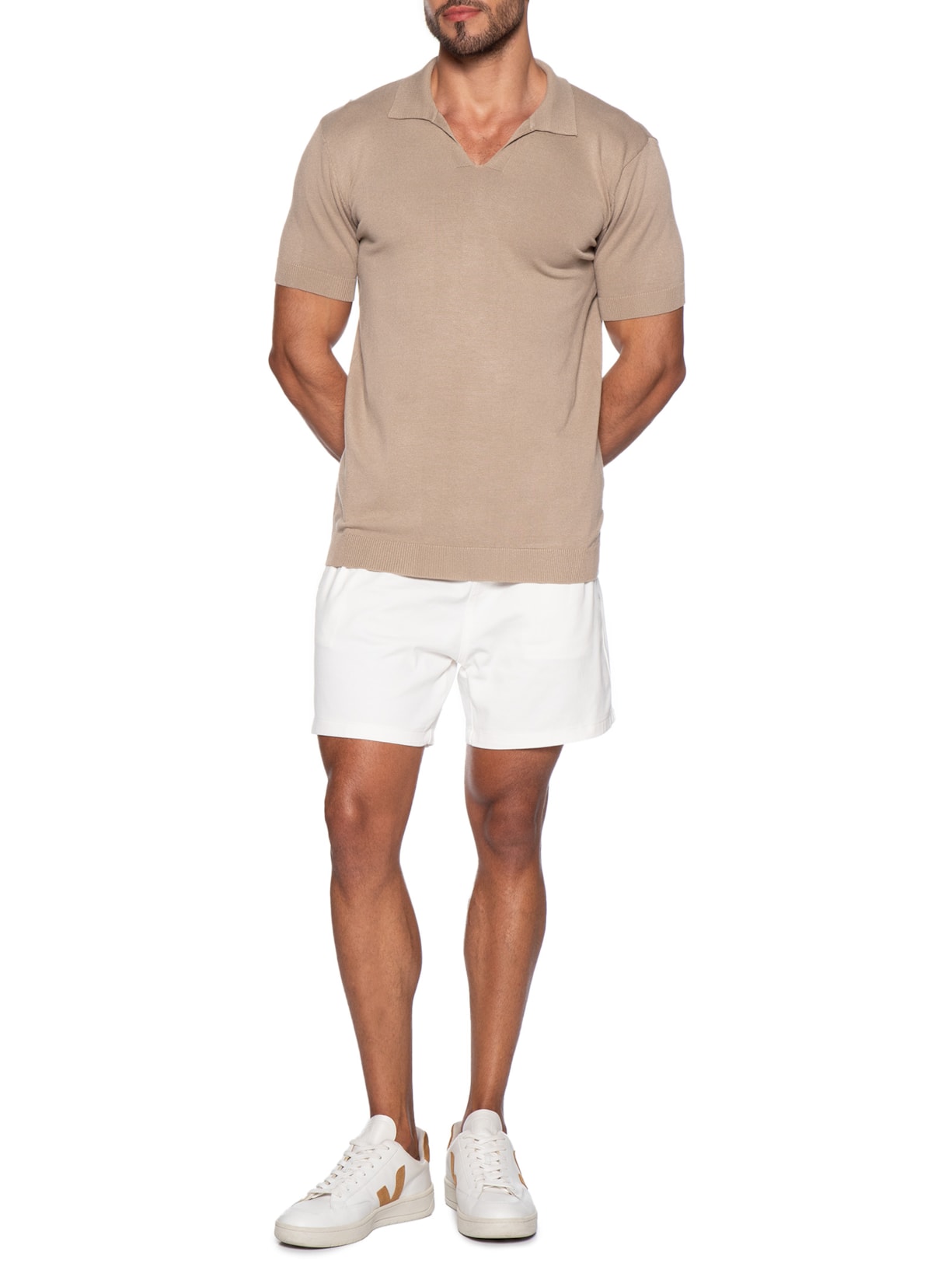 Short Masculino em Sarja Branco Basiq Men