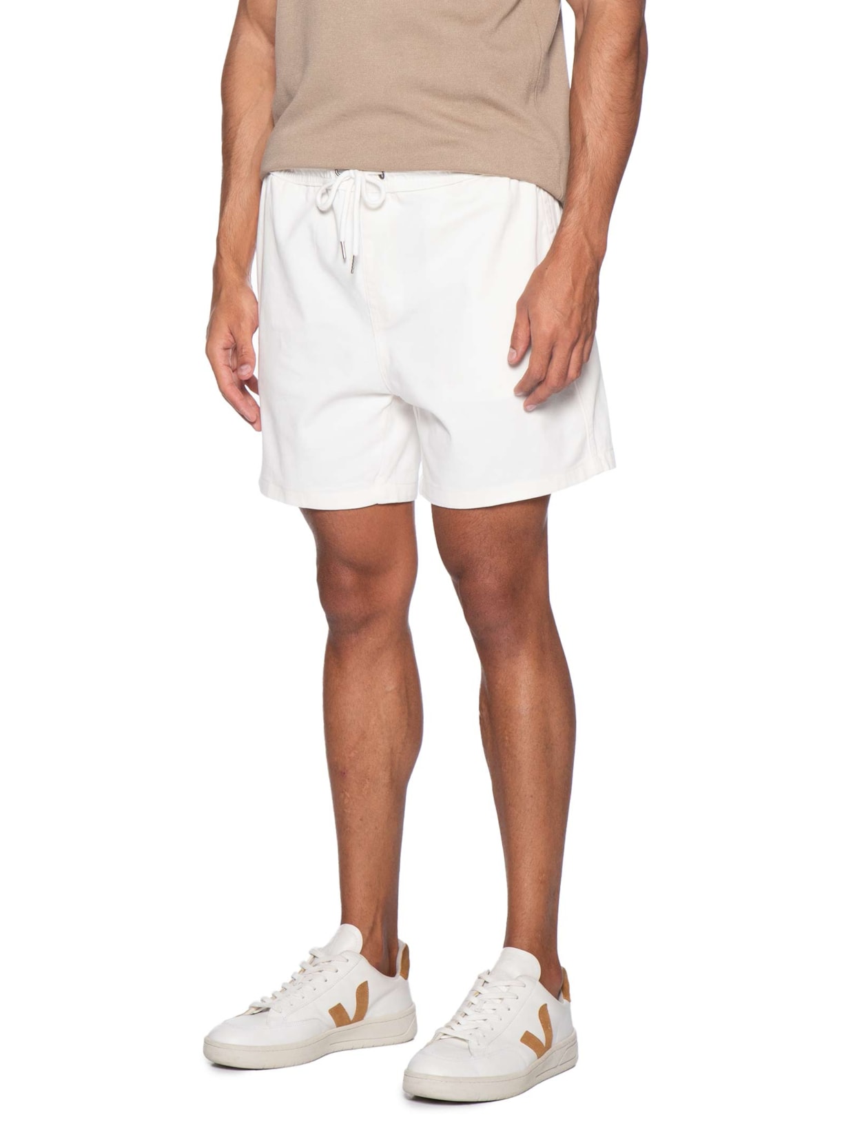 Short Masculino em Sarja Branco Basiq Men