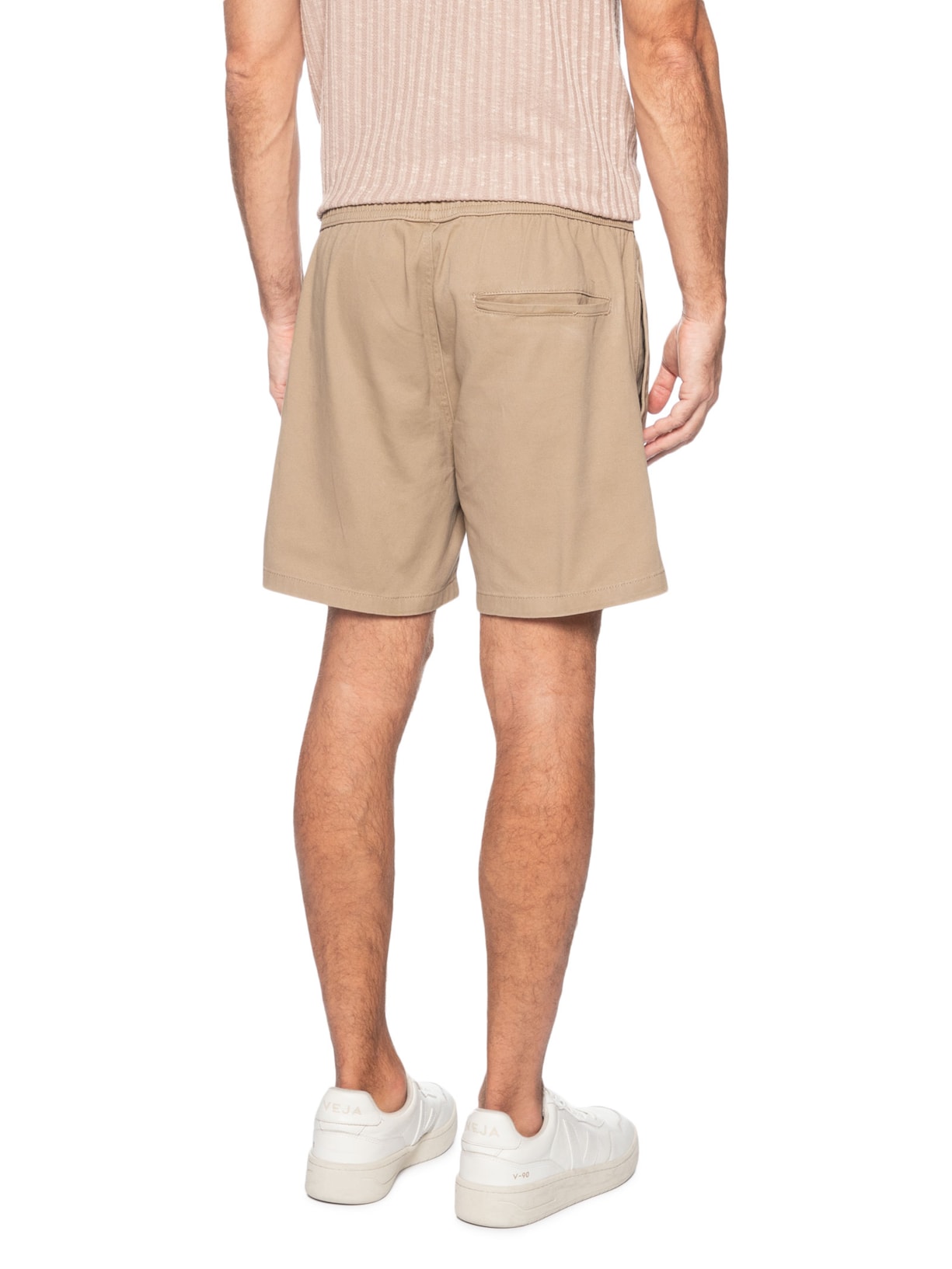 Short Masculino Em Sarja Com Elástico No Cós Bege Basiq Men