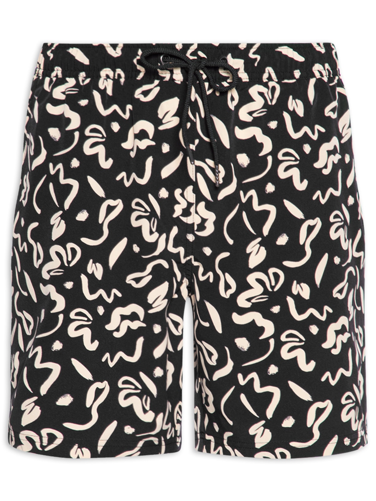 Short Masculino Estampado Beachwear Preto Basiq Men